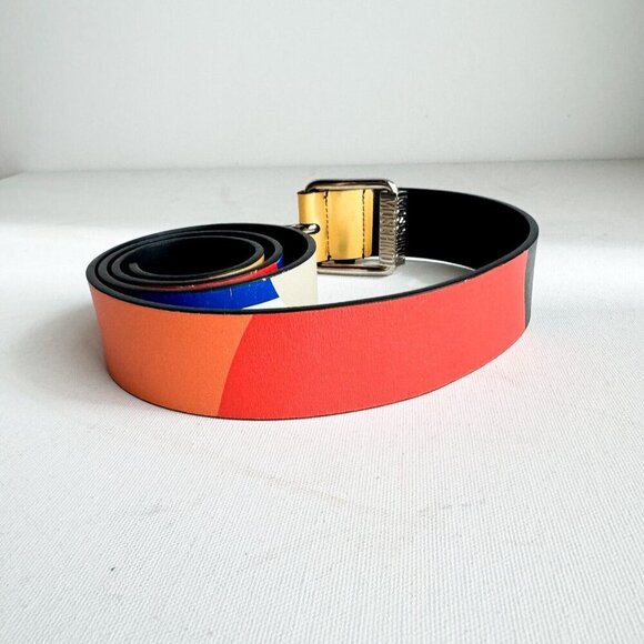 Moschino Motorcross Colorblock Colourful Leather Belt - Picture 2 of 9